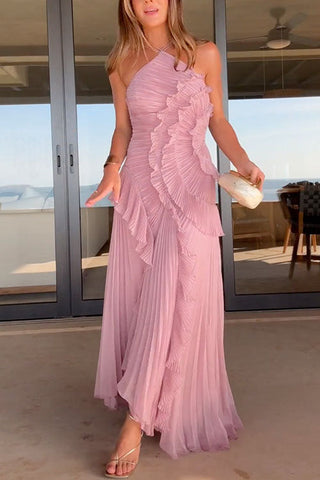 Rosé Pleated Maxi Dress