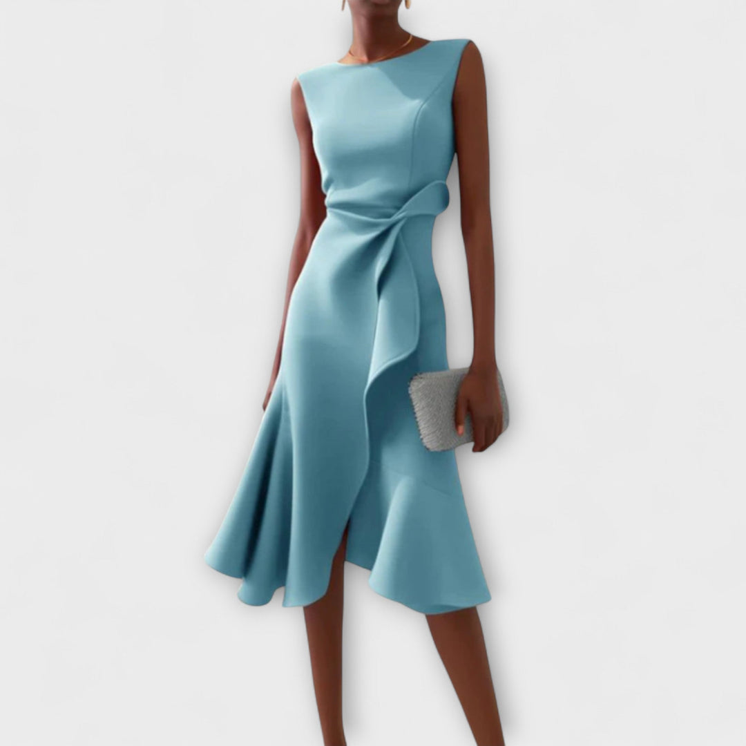 Juliette Asymmetric Draped Midi Dress