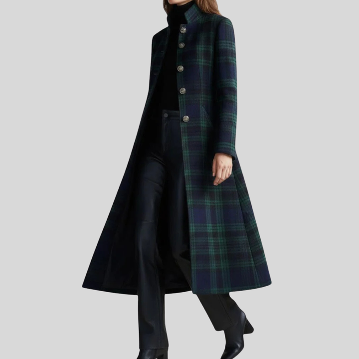 Quinn Plaid Tailored Long Coat