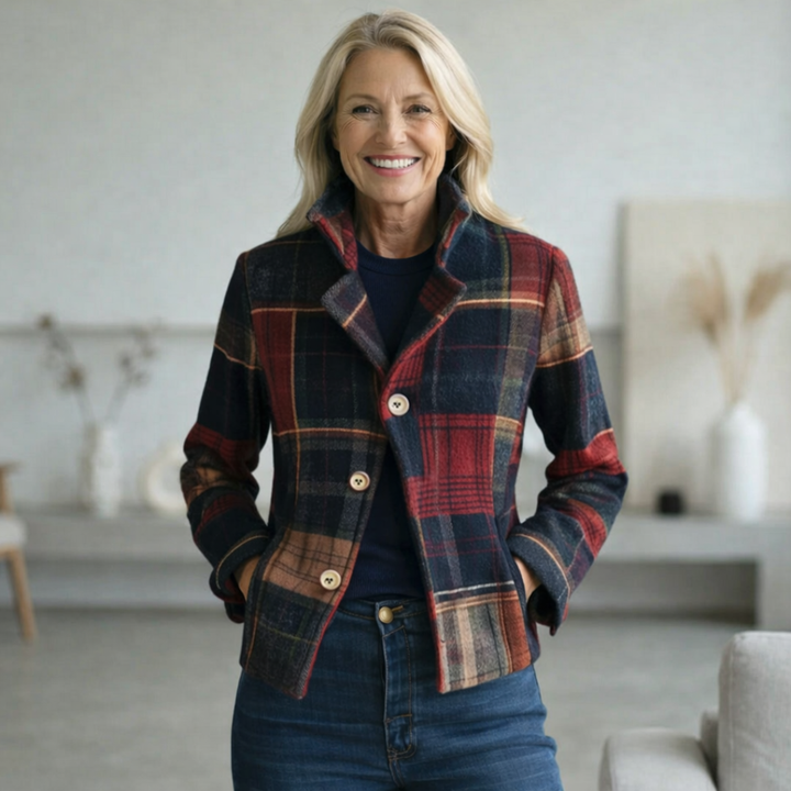 Natalie Plaid Stand Collar Coat