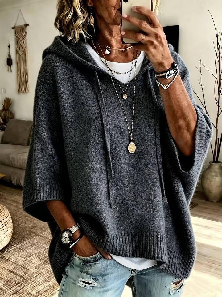 Plus Size Oversized Hooded Poncho Top