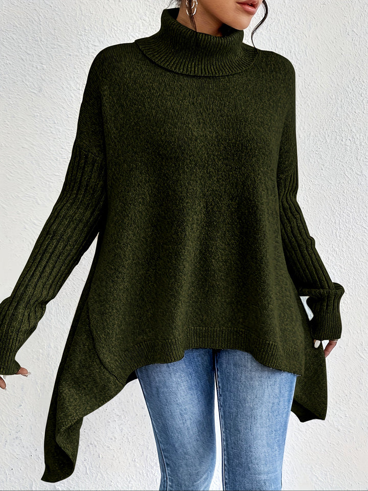 Laila Asymmetric Hem Turtleneck Sweater