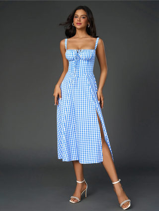 Claudia Ruched Slit Dress