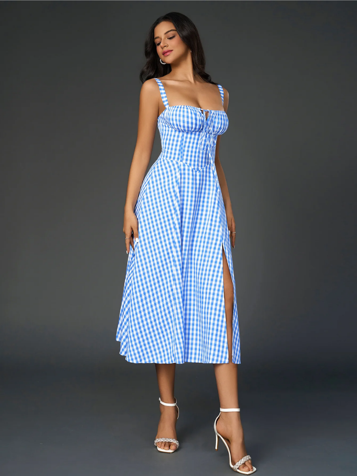 Claudia Ruched Slit Dress