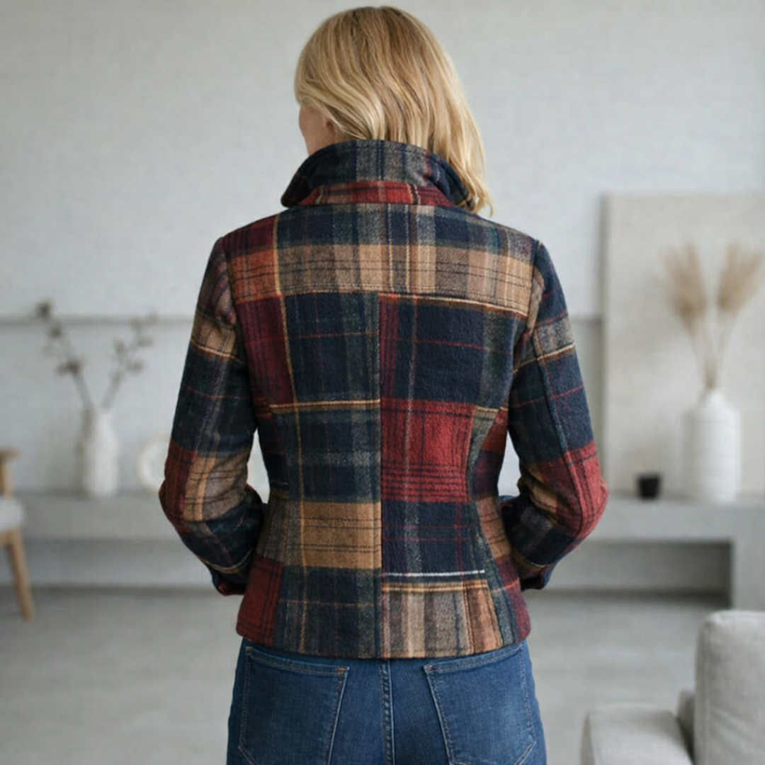 Natalie Plaid Stand Collar Coat