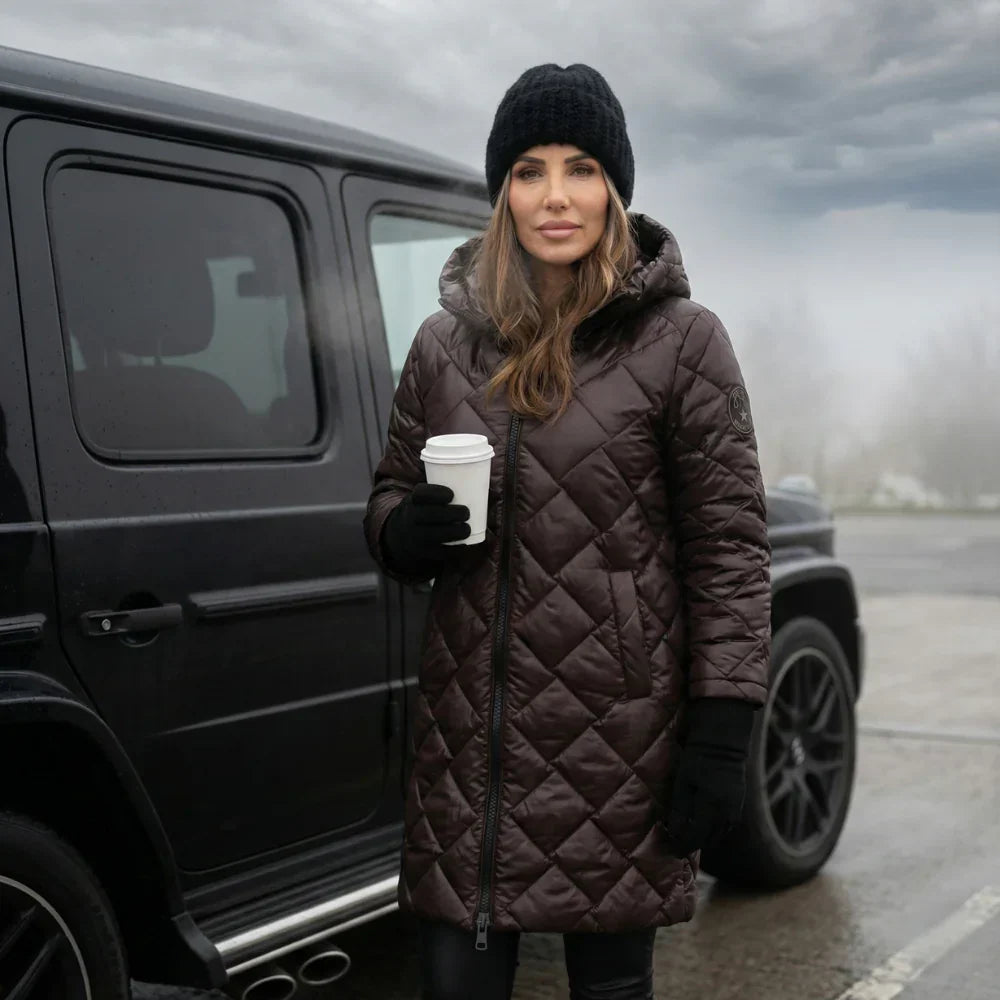 Claire Quilted Hooded Long Coat