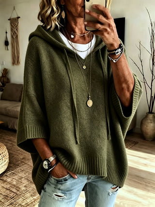Plus Size Oversized Hooded Poncho Top