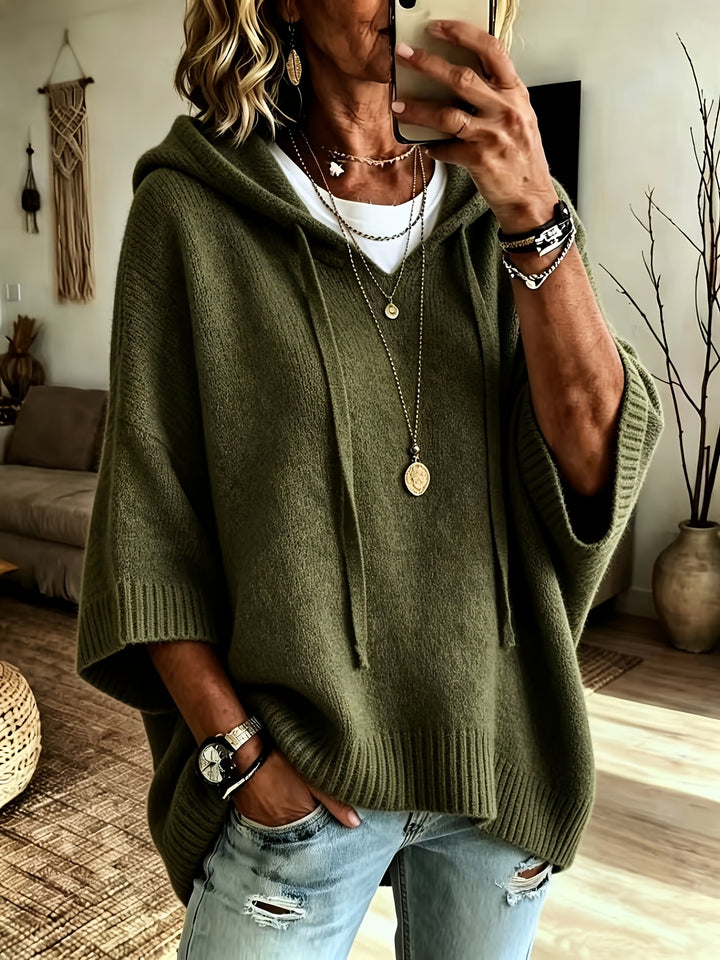 Plus Size Oversized Hooded Poncho Top