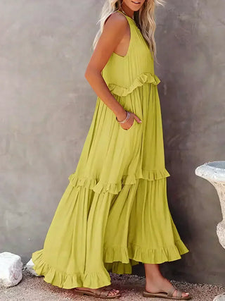 Robe à volants Sarah avec col montant