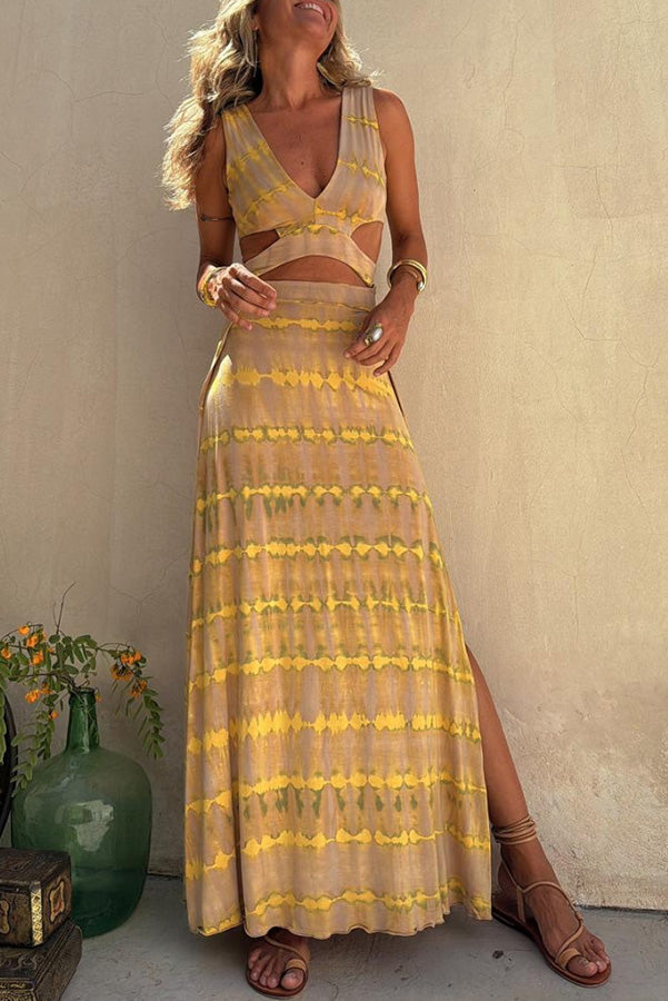 Angelica Stretch Slit Printed Dress