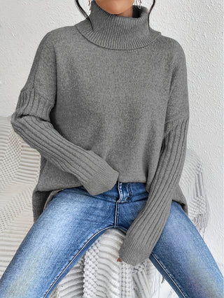 Laila Asymmetric Hem Turtleneck Sweater