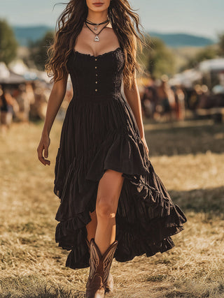 Dakota Ruffled Pleated Maxi Dress