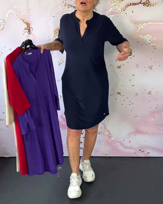 Hanneke Solid V-Neck Dress