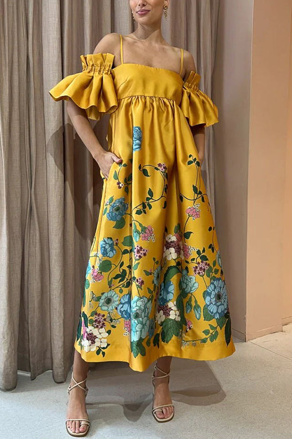 Arielle Gathered Sleeve Dress with Pockets