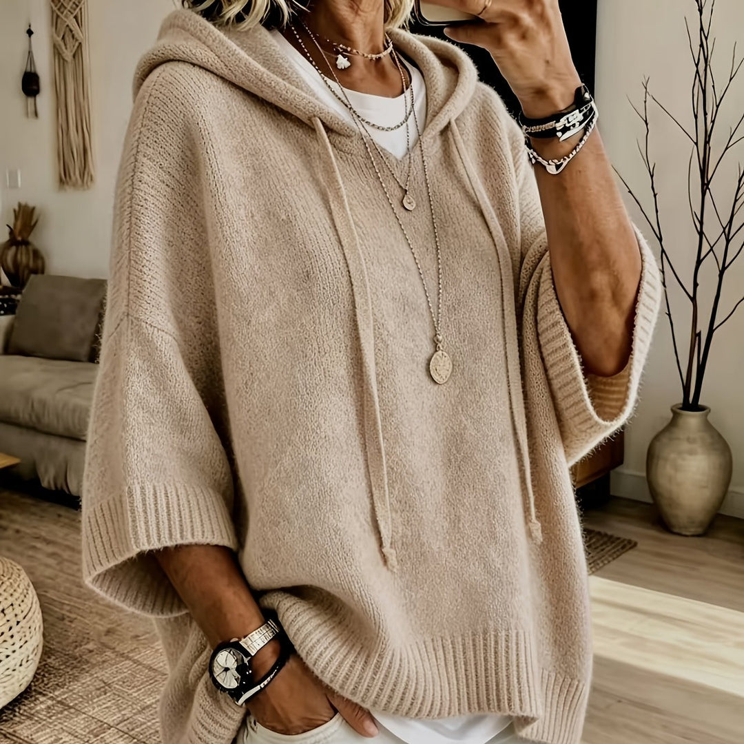 Plus Size Oversized Hooded Poncho Top