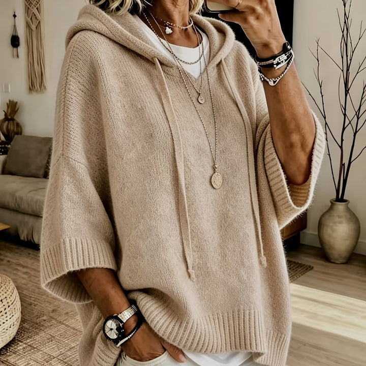 Plus Size Oversized Hooded Poncho Top