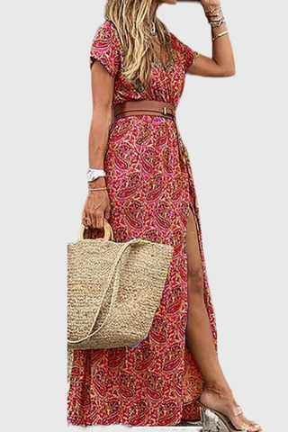 Irina Printed A-Line Slit Dress