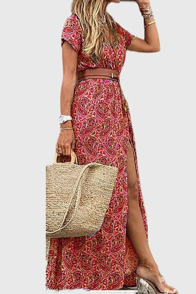 Irina Printed A-Line Slit Dress