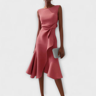 Juliette Asymmetric Draped Midi Dress