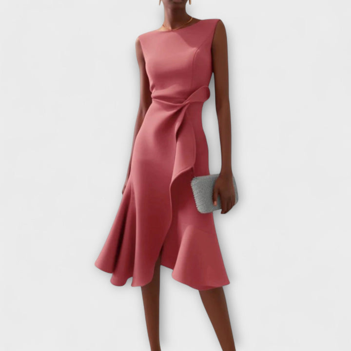 Juliette Asymmetric Draped Midi Dress
