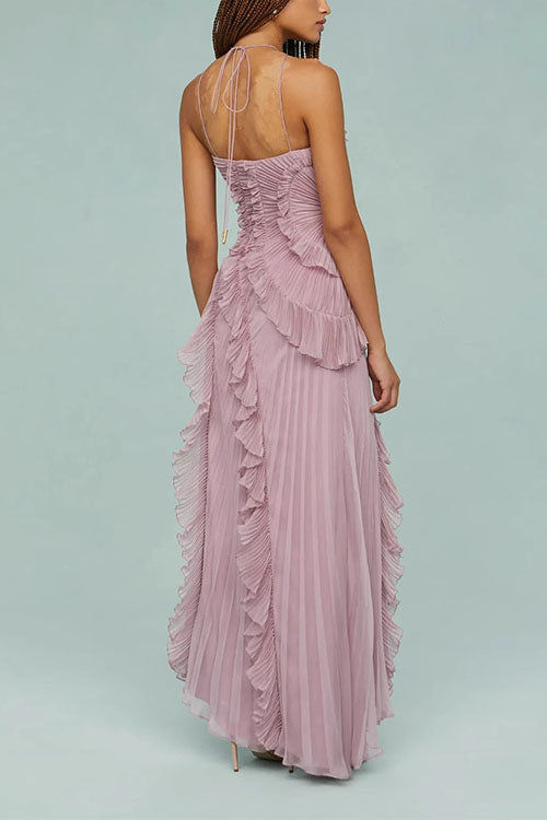 Rosé Pleated Maxi Dress