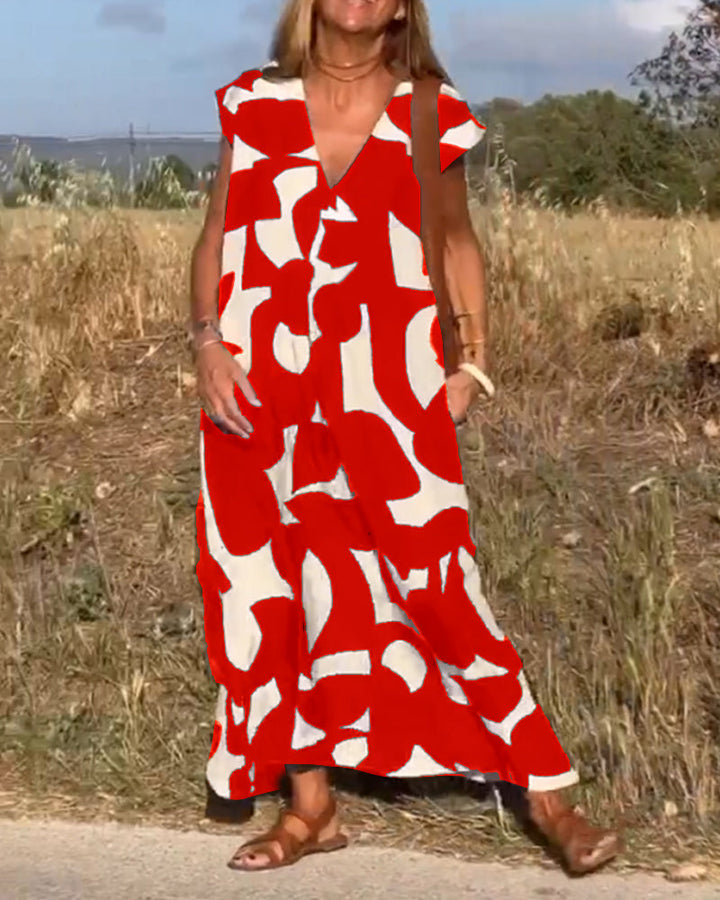 Ellen Printed V-Neck Dress
