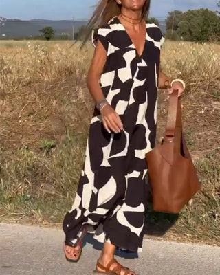 Ellen Printed V-Neck Dress
