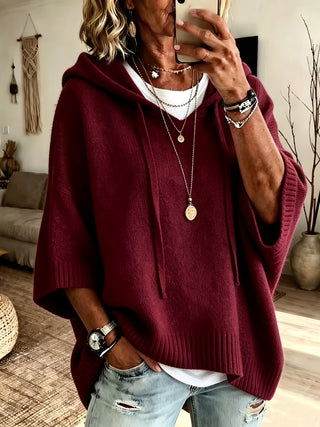 Plus Size Oversized Hooded Poncho Top