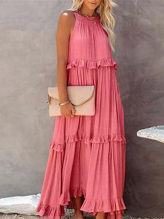 Robe à volants Sarah avec col montant