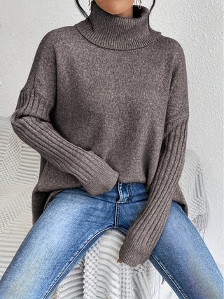 Laila Asymmetric Hem Turtleneck Sweater