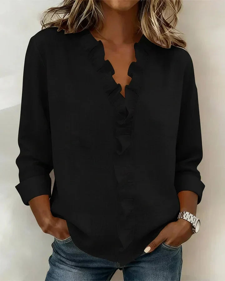 Indie Ruffled V-Neck Blouse