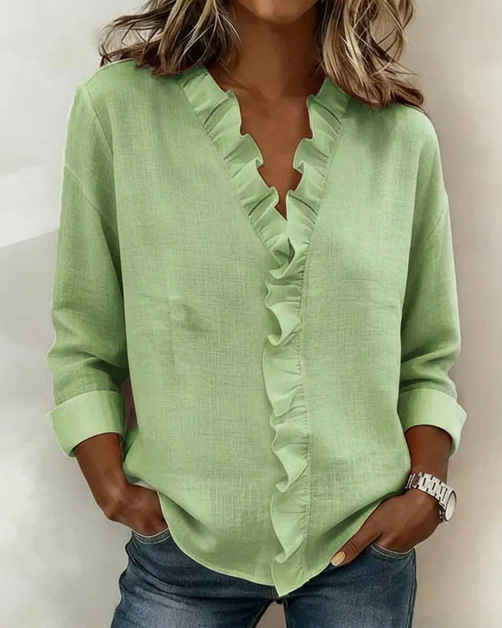 Indie Ruffled V-Neck Blouse