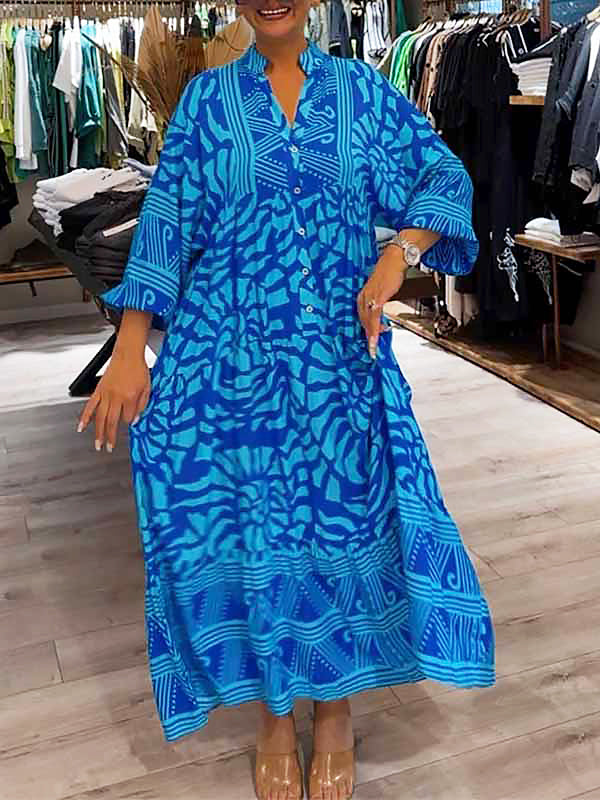 Mira Printed V-Neck Dress