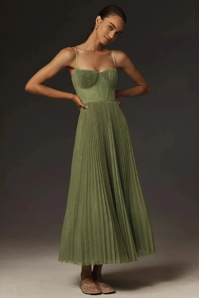 Isabella Elegant Pleated Midi Dress