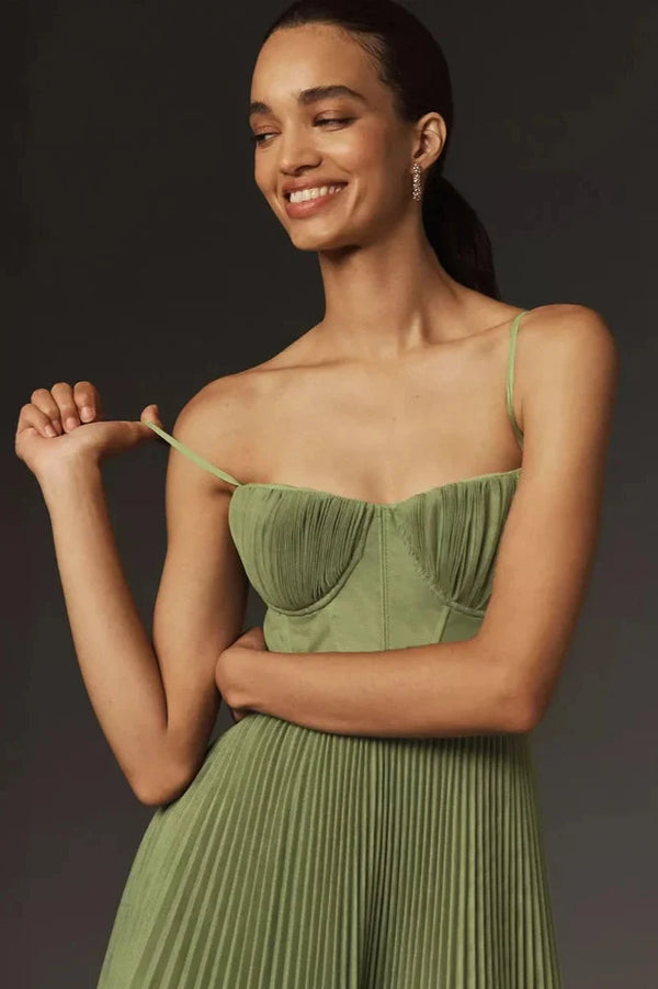 Isabella Elegant Pleated Midi Dress
