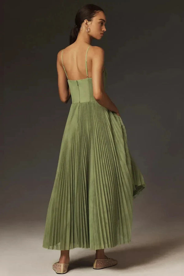 Isabella Elegant Pleated Midi Dress
