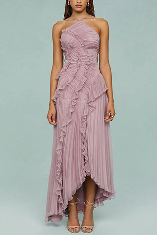 Rosé Pleated Maxi Dress