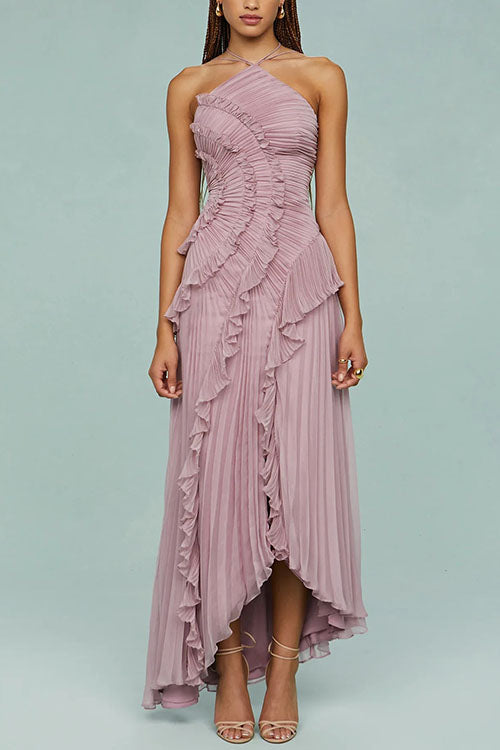 Rosé Pleated Maxi Dress