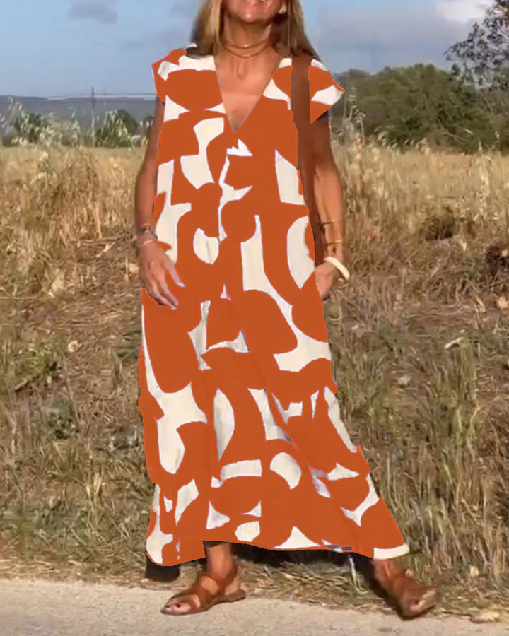 Ellen Printed V-Neck Dress