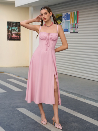 Claudia Ruched Slit Dress