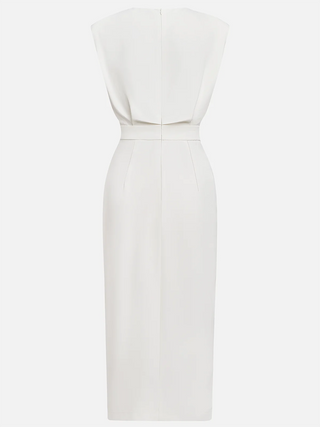 Aina Round Neck Button Midi Dress