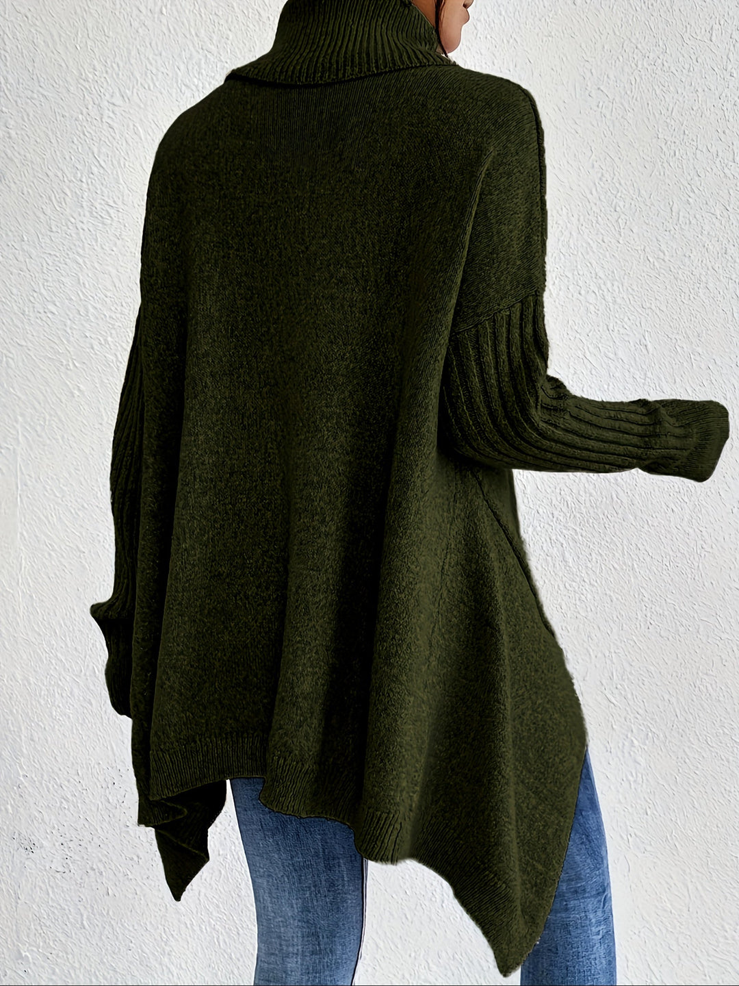 Laila Asymmetric Hem Turtleneck Sweater