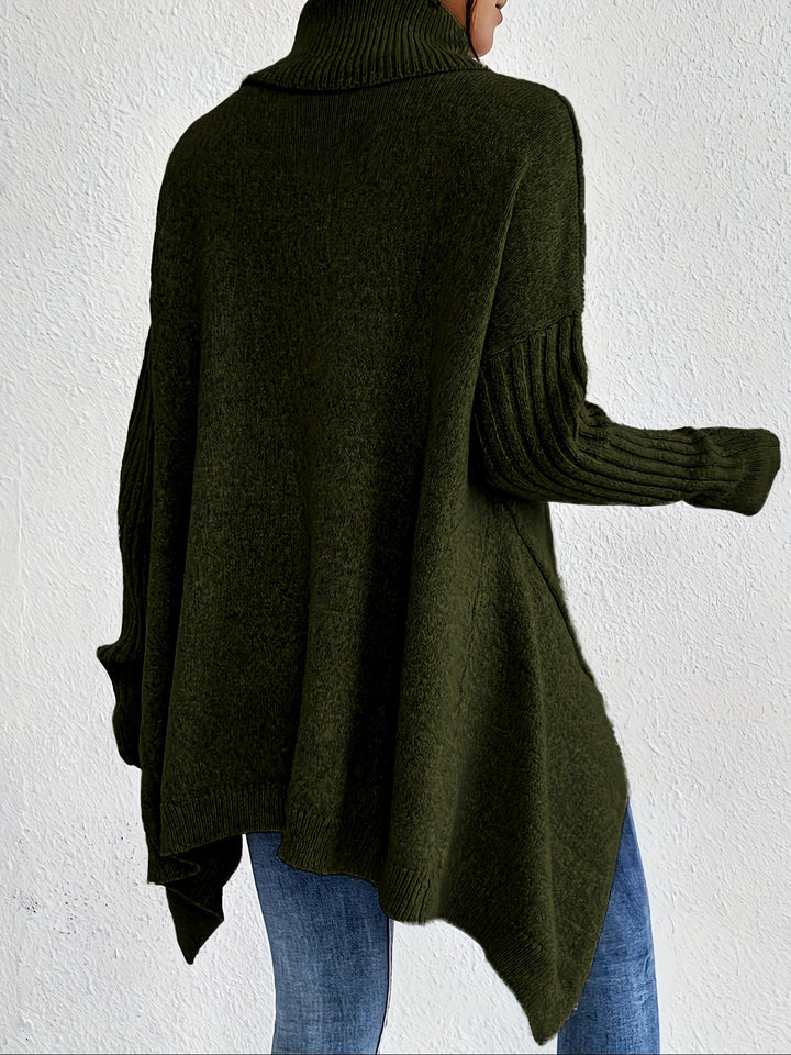 Laila Asymmetric Hem Turtleneck Sweater