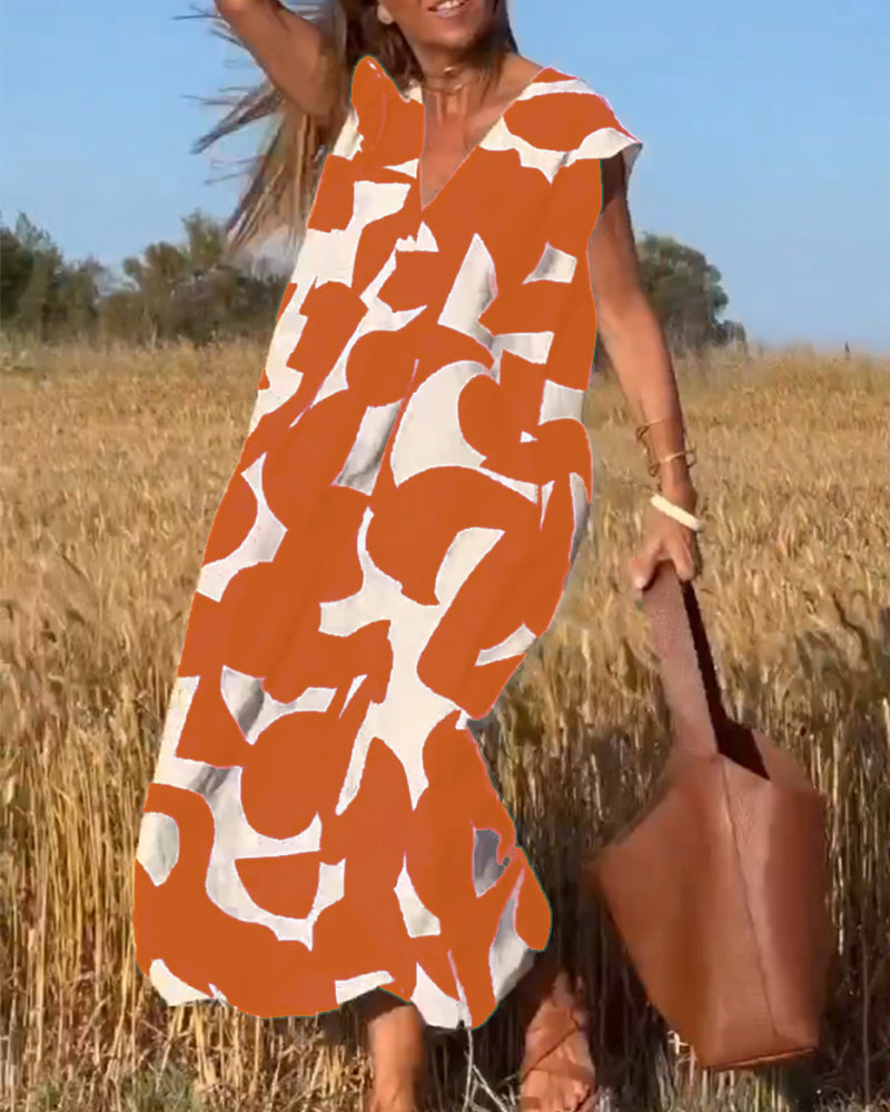 Ellen Printed V-Neck Dress