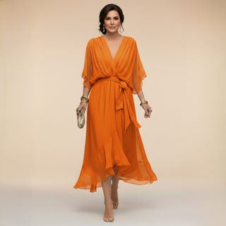 Veronica Flowing V-Neck Dress