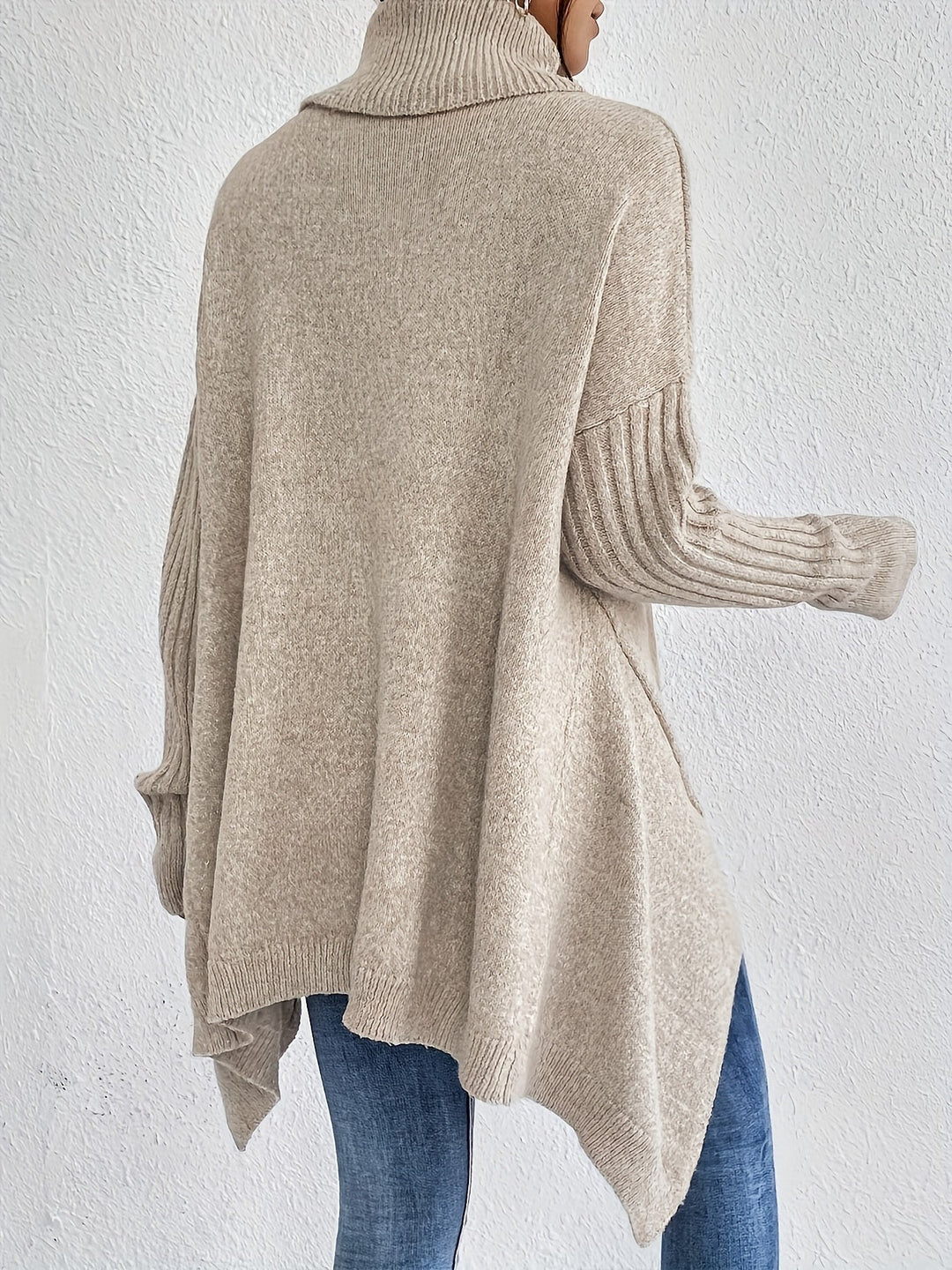 Laila Asymmetric Hem Turtleneck Sweater