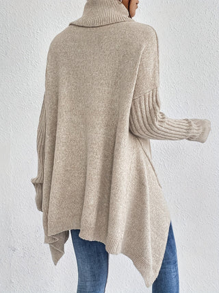 Laila Asymmetric Hem Turtleneck Sweater