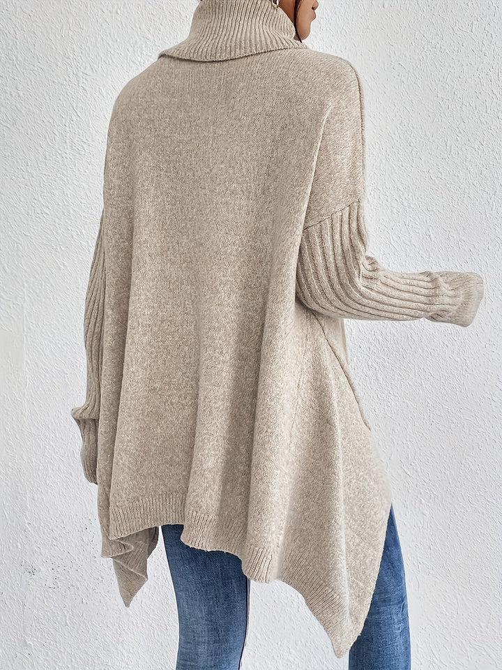 Laila Asymmetric Hem Turtleneck Sweater