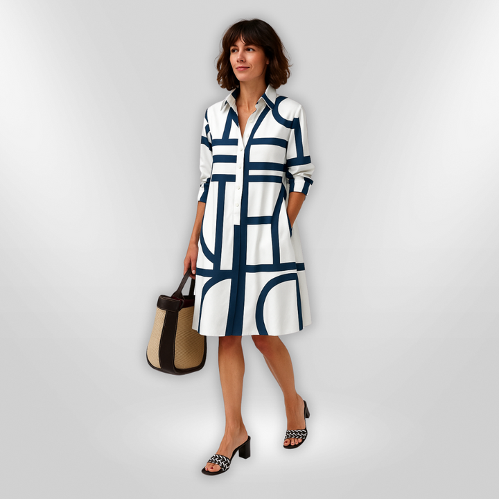 Helen Geometric Midi Dress