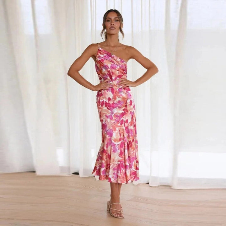 Greta Asymmetric Floral Maxi Dress